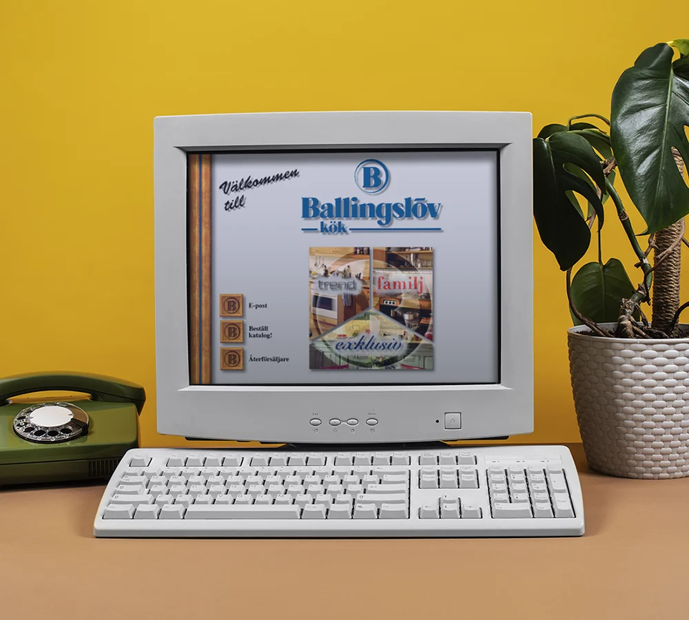En dator med Ballingslövs webb från 1997